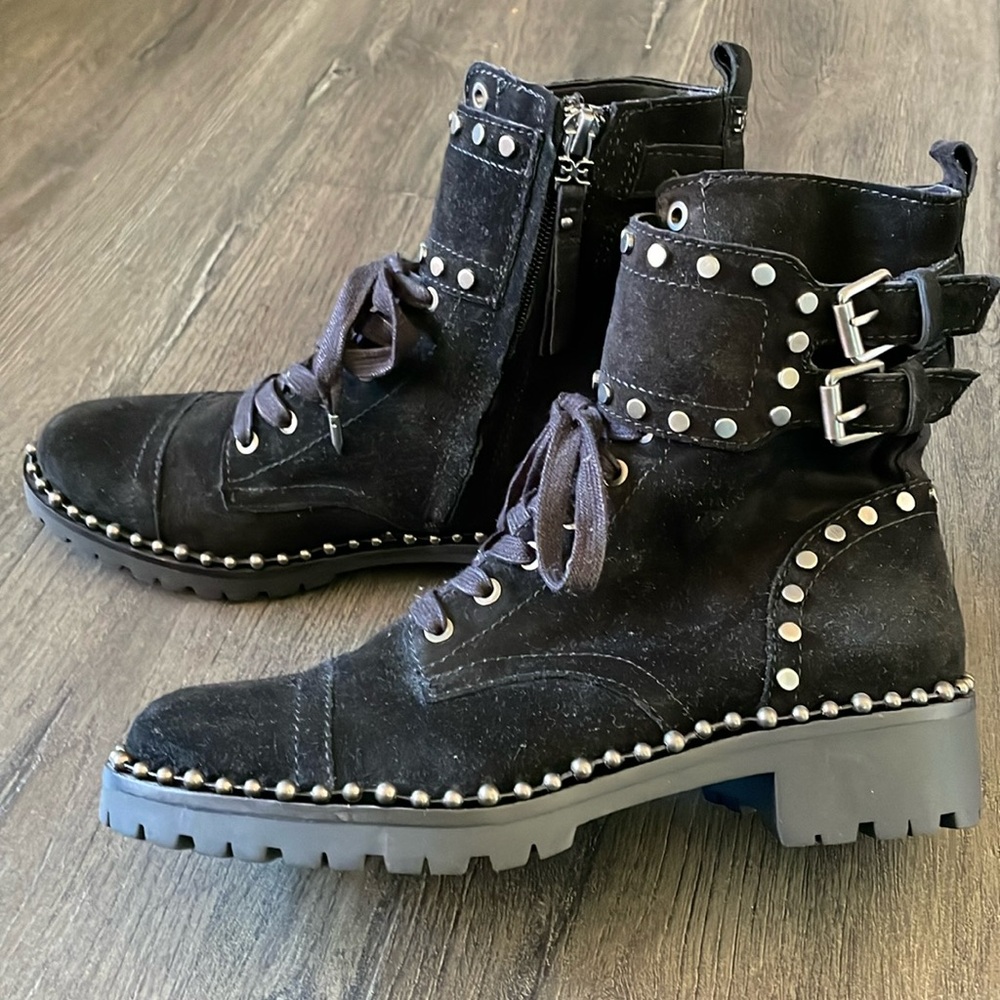 Sam Edelman "Jennifer" Studded Suede Combat Boots - NEW
